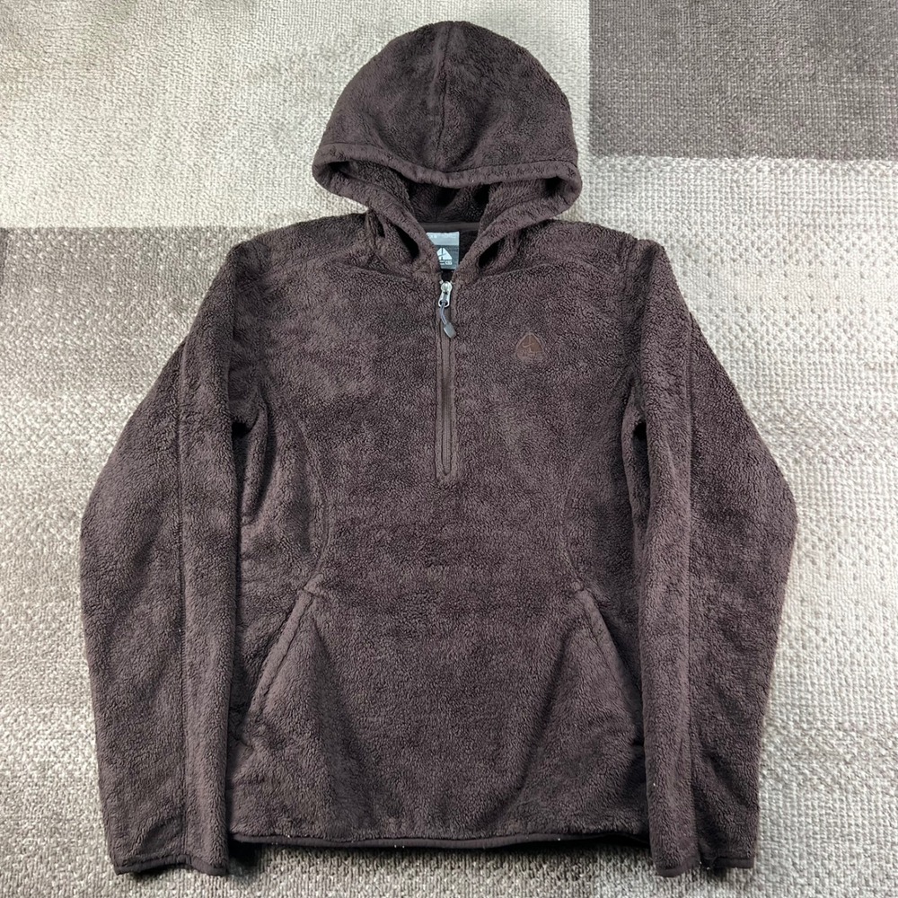 Nike ACG Womens XS Brown Sherpa Fleece Quarter Zip Hoodie All Conditions Gear